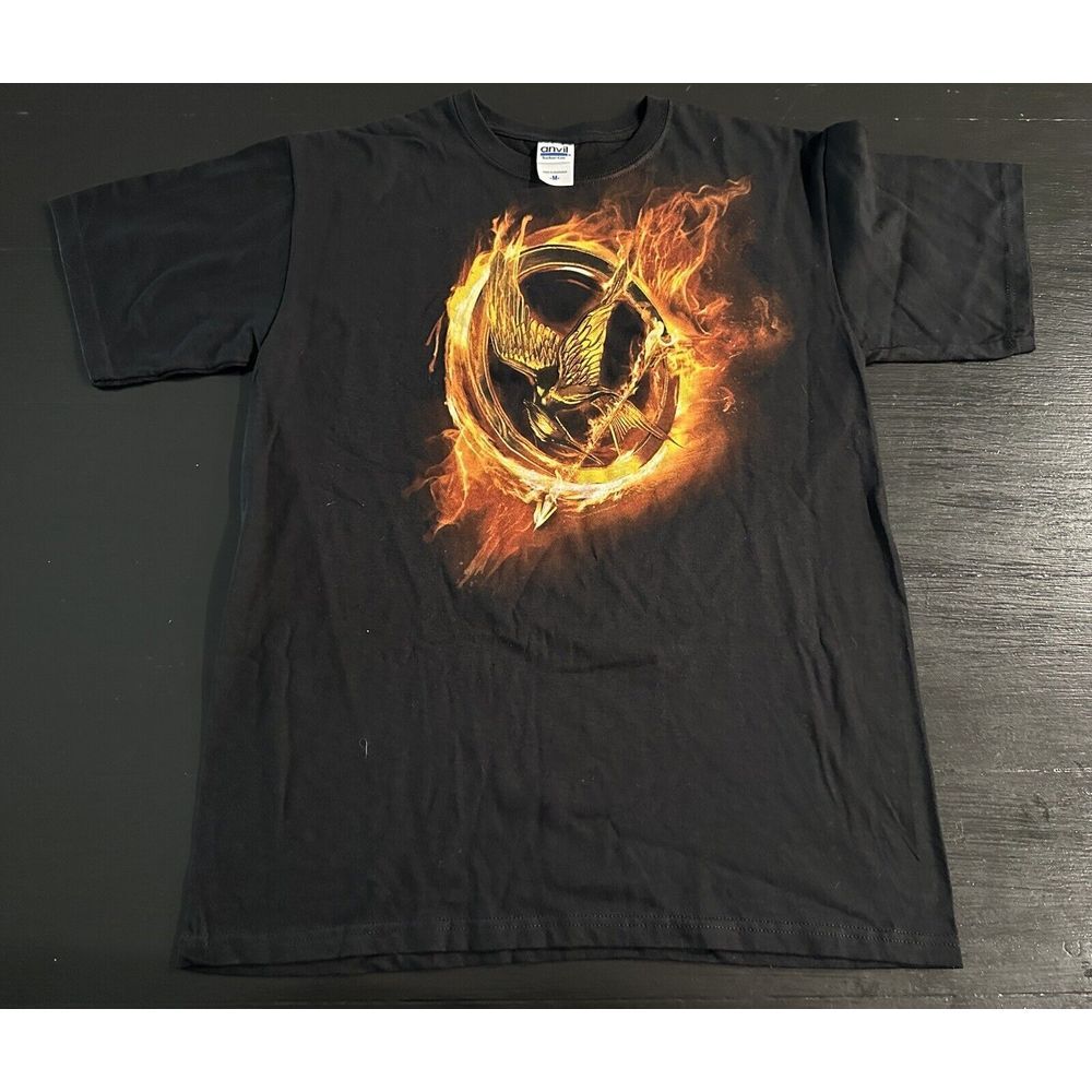 Hunger Games Flaming Mockingjay Shirt Men's Medium Movie‎ Promo Tee